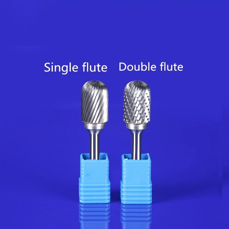 

1PC Premium Carbide Front-end Double / Single Flute Cut Rotary Burr File 1/4" 6mm SHK 6-16mm Head Cylindrical half circular Head