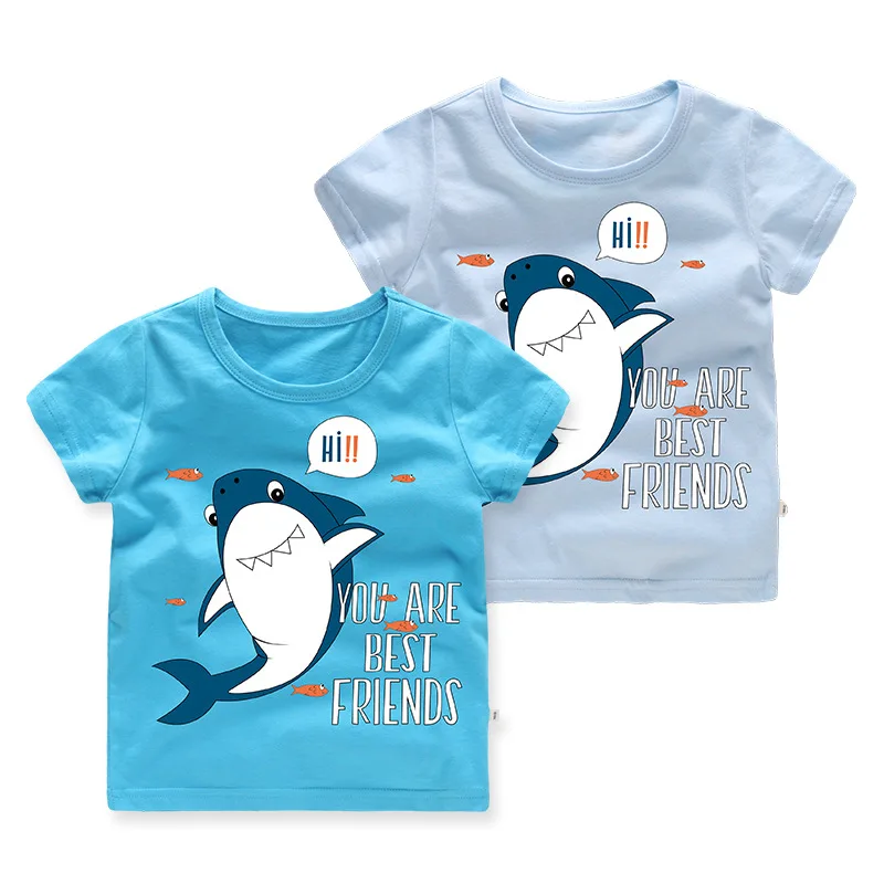 

New Kids Tshirt Short Sleeve Boys T Shirt Summer Cotton Cartoon Shark Tops T-shirts Tees Children's Clothes for Big Kids