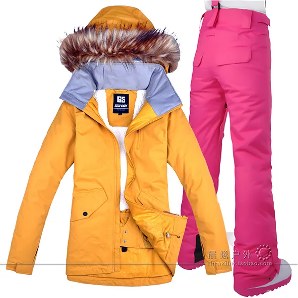 Зимний лыжный костюм, женский бренд, высокое качество, лыжная куртка и штаны, теплые, водонепроницаемые, ветрозащитные, лыжные и сноубордические костюмы - Цвет: STRAPS ROSE