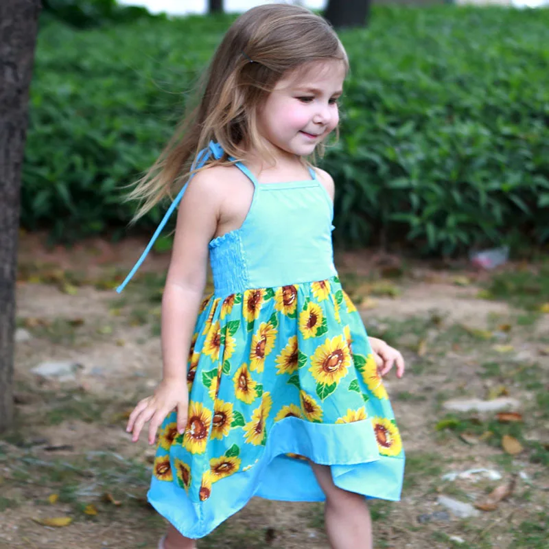 Girls Baby Summer Sunflower Lace Dress Vestidos Beach Style Floral Children Princess Dress Backless Girls Casual Sundress (14)