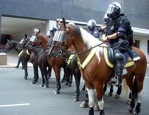 mounted riot police