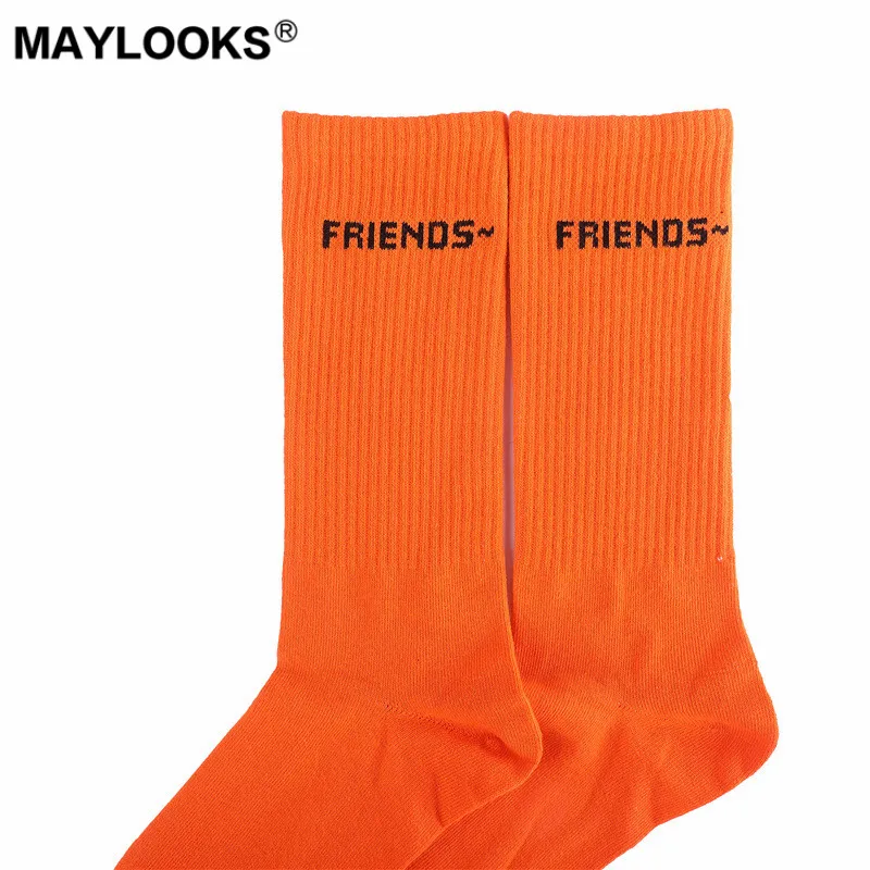 Maylook Tide V word black orange high street hip hop tide FRIENDS Носки трубы с надписью W61|Мужские носки| |