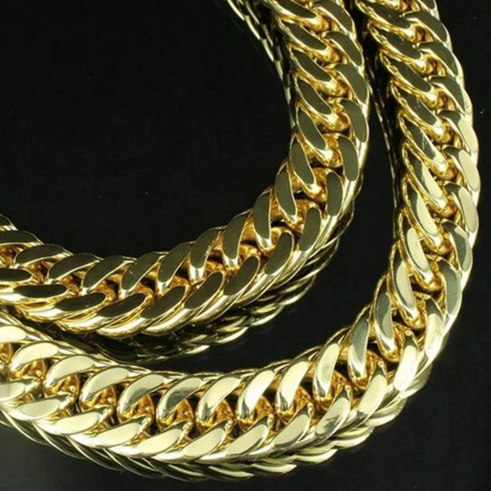 Набор из мужской цепи и браслета с желтым золотом|yellow gold|yellow gold filledman chain set |