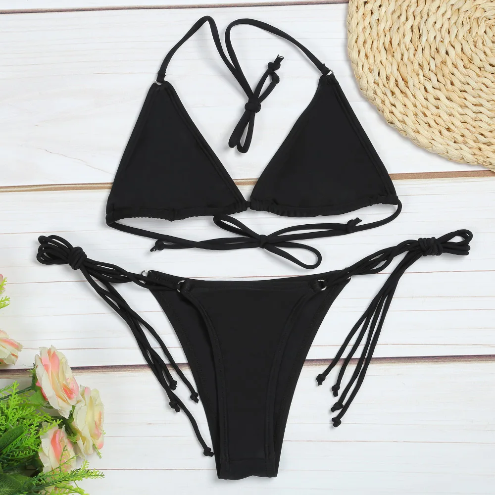 Bikini 2019 Sexy Micro Bikinis Women's Swimsuit Shalter High Neck Lace Up Swimsuit Wire Free Female Beach Wear Bathing Suit4