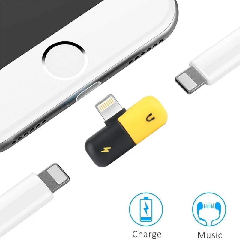 

Adaptador for iPhone 7 8 plus X XS 2 in 1 for lightning splitter for Dual Lightning Charger Converter Mini Earphone Convertor