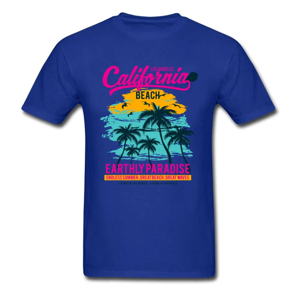 California Beach Paradise Tops T Shirt Designer Crew Neck Custom Short Sleeve 100% Cotton Mens T Shirt Design Sweatshirts California Beach Paradise blue