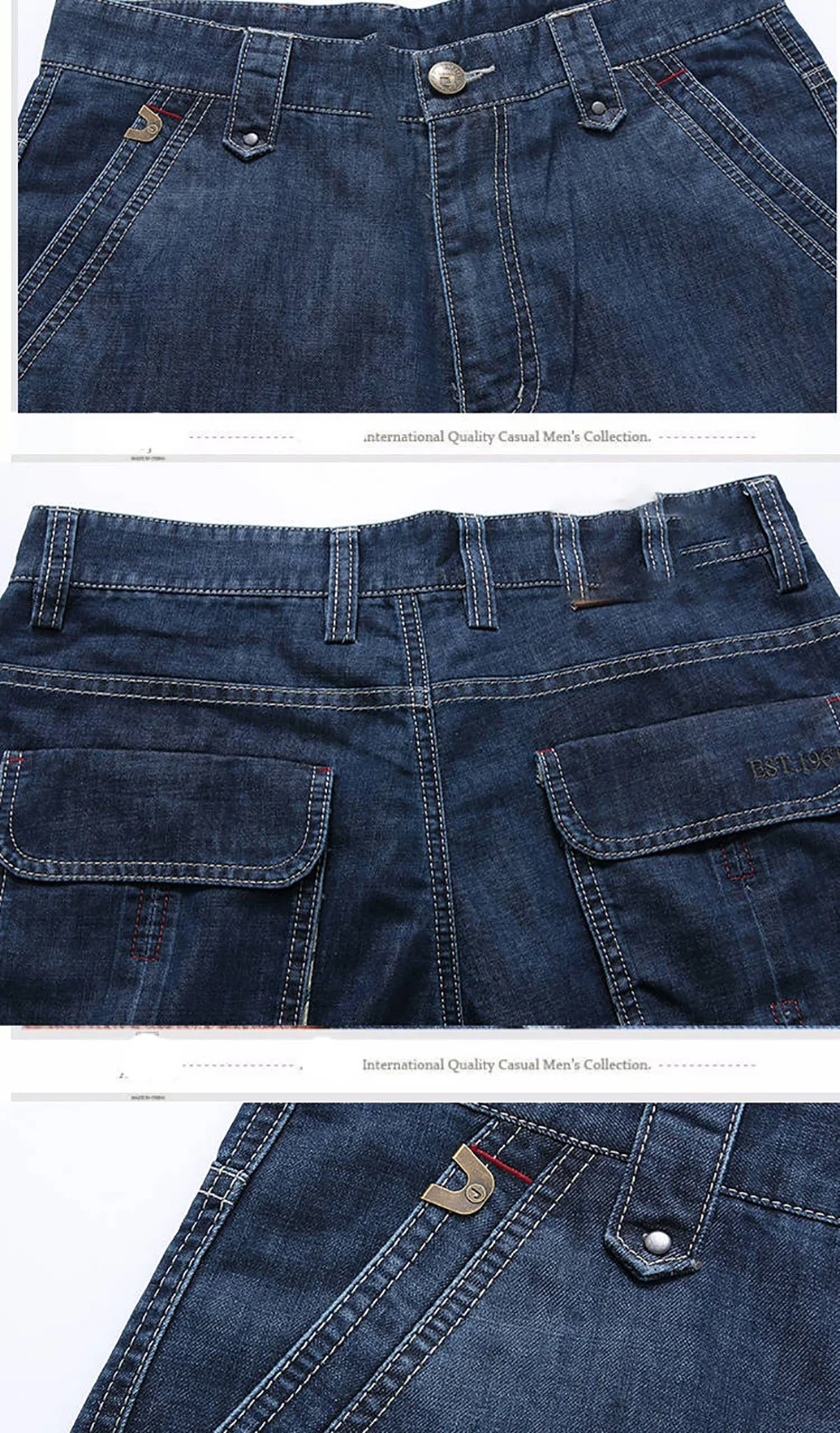Мужские джинсы новые модные винтажные мужские джинсы длина до середины икры брюки Мульти-карман повседневные брюки штаны-карго из денима Большие размеры