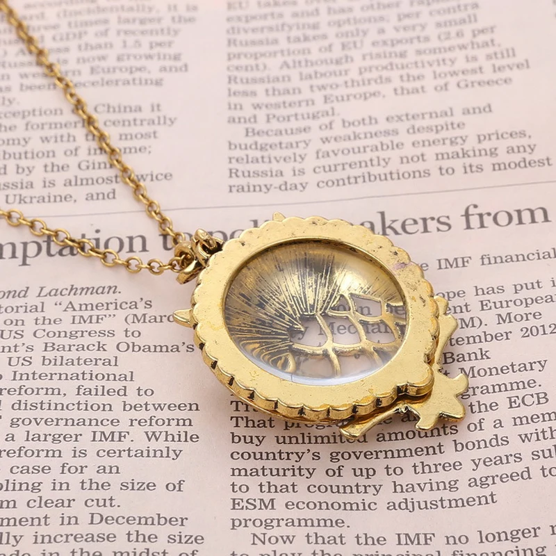 Retro Antique Statement Necklace Shellhard Crystal Cat Magnifying Glass Pendant Long Chain Necklace Fashion Jewelry For Women