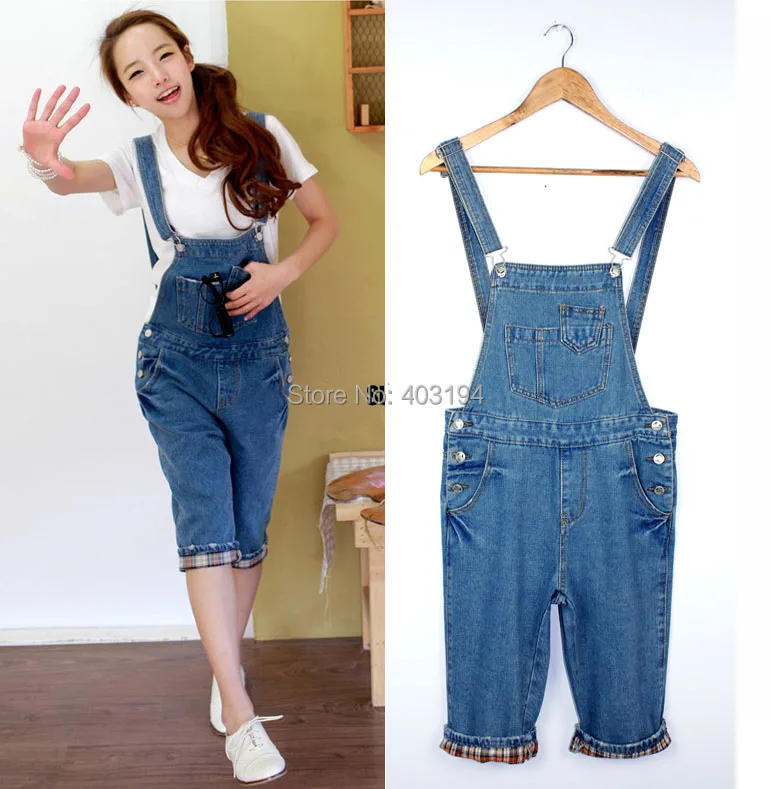 denim capri overalls