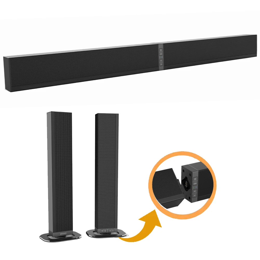 Detachable Slim Bluetooth Soundbar Speaker , 40Watts TV Sound Bar