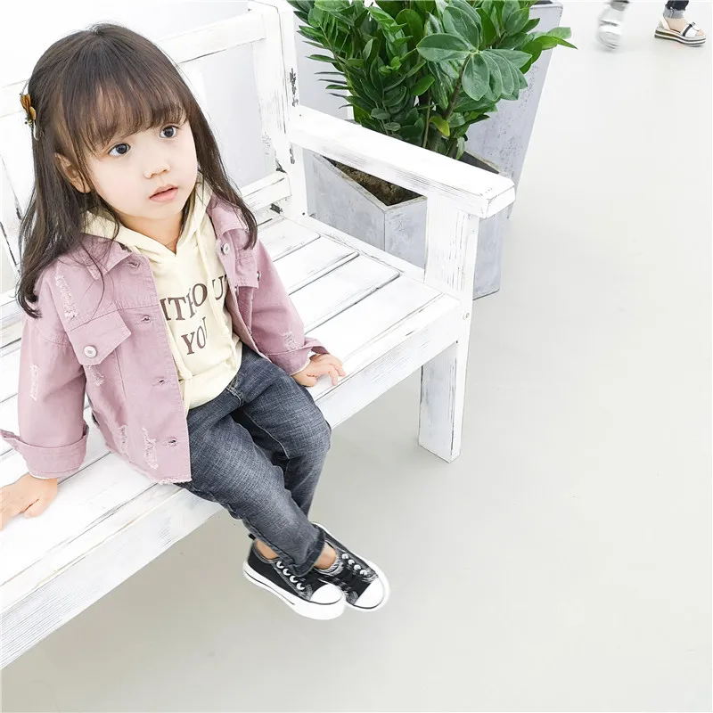 Children Girls Jackets Kid Long Sleeves Turn-down Collar single breast Coats Girl white Denim Outerwear Kids Clothes Hot sale (5)
