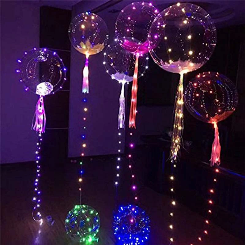 

18 Inch 3 PCS Led Light Up BoBo Balloon Flashing Color, Fillable Transparent Balloons with Helium, Great for Christmas Party