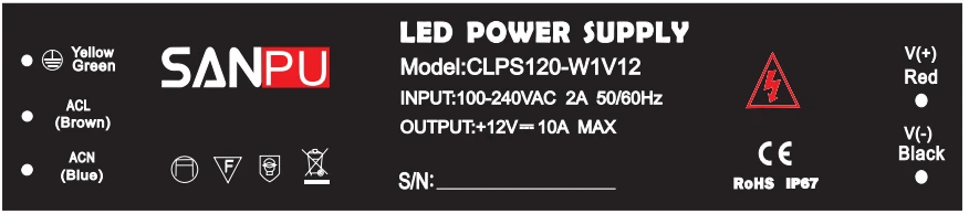 à prova d'água, 120w, 10a, ip67, 110v,