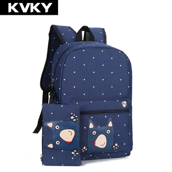

KVKY New Women Nylon Backpack Waterproof School Bag For Teenagers Girl Casual Student Travel Bag Cute Printing Children Rucksack