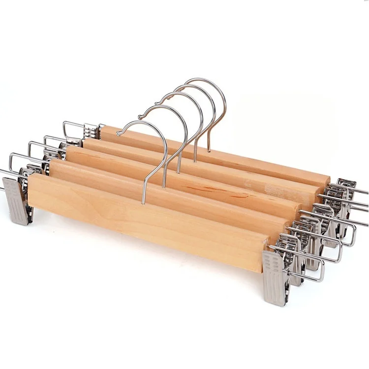 

5 PC/lot Solid Wood Multifunction Hangers Trousers Rack for Pants Folder Clip Pant Wood Hanger