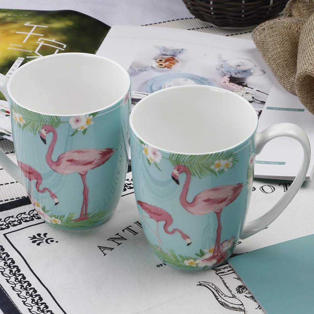 Review Top  Ceramic Mugs Porcelain Coffee Pink Mug Tea Milk Cup Flamingo Cups Creative Couple Gift