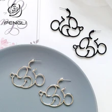 FENGLI, золотые, черные серьги-гвоздики с Микки Маусом для женщин, трендовые серьги с изображением мыши, маргаритки, утки, полые серьги с животными, ювелирные изделия для дружбы, подарки