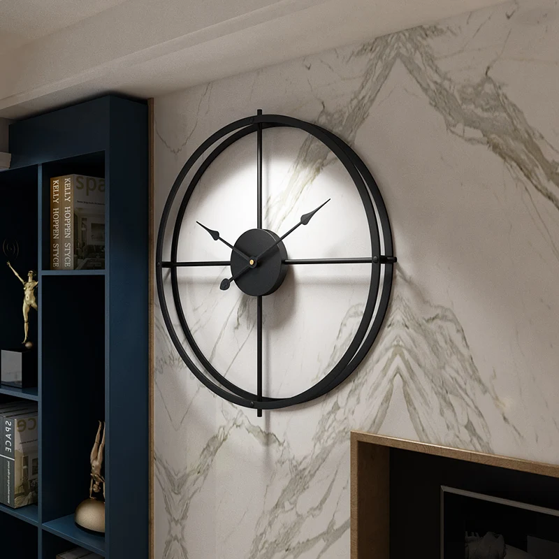 Скандинавские настенные часы, украшение для гостиной, минималистичный домашний бесшумный настенный подвесной стол, креативные современные роскошные бесшумные часы - Цвет: diameter 60cm