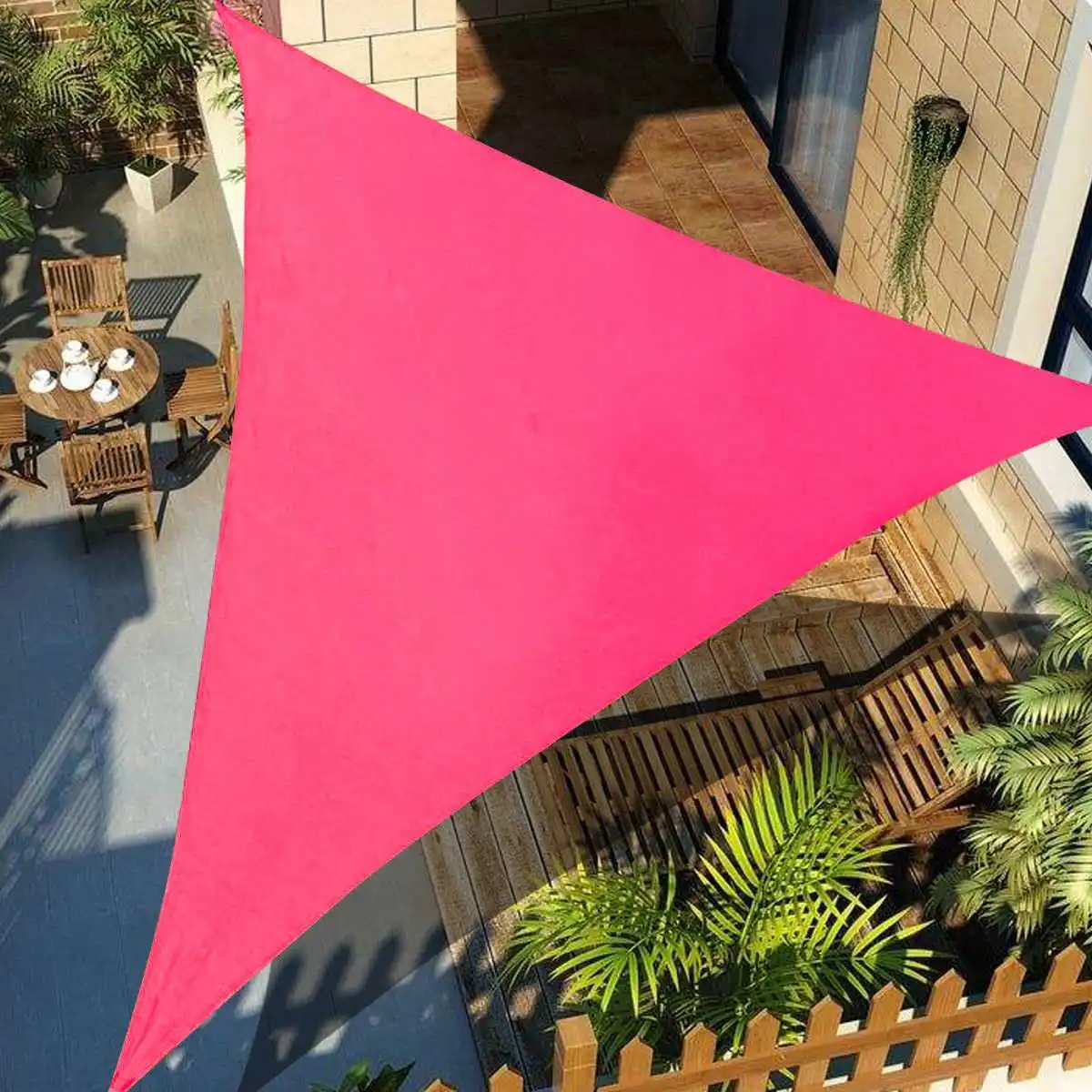 3x3 м 4x4 м 6x6 м водонепроницаемый треугольный тент Маскировочная сеть Солнце Открытый водонепроницаемый солнцезащитный навес сад патио бассейн Кемпинг палатка для пикника - Цвет: 3x3x3m Pink