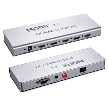 

1X4 HDMI 2.0 Splitter 1 IN 4 Out 3D HDMI Splitter Switcher Support 4K/60HZ HDCP2.2 EDID RS232 for HDTV PC DVD Projector