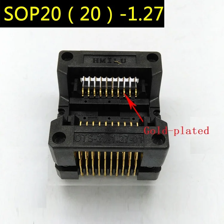 

SOP20 Aging Seat OTS20-1.27-01 Gold-plated Needle Double Contact Test Seat Programming Seat pin pitch 1.27mm