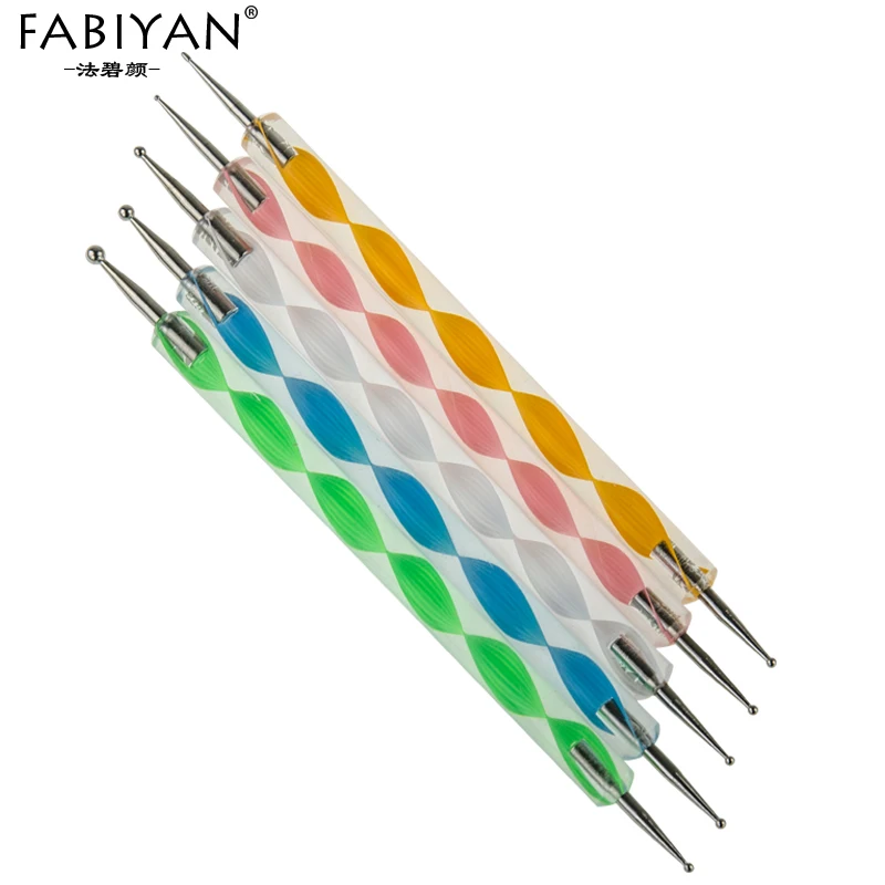 

5pcs 2 way Nail Art Dotting Pen Dot Rhinestones Crystal Gems Painting Design Marbleizing Manicure Tool Acrylic UV Gel Polish Set