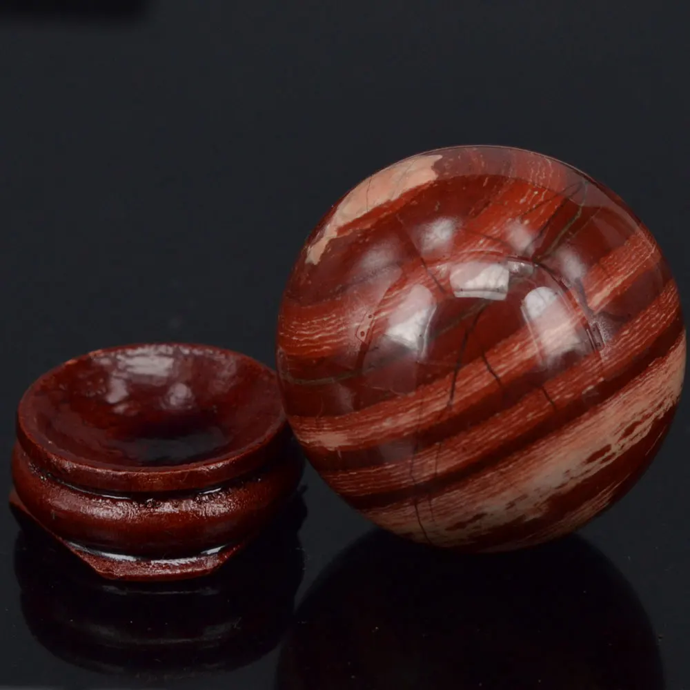 Natural Gemstone Banded Jasper Sphere Crystal Ball Chakra Healing Reiki Stone Carving Crafts W/Stand