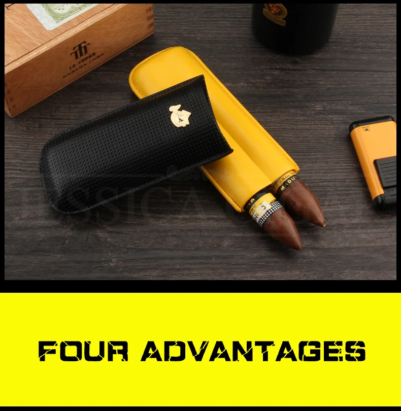 COHIBA карбоновый Портсигар кожаный мини-хьюмидор портативный держатель для сигар с подарочной коробкой