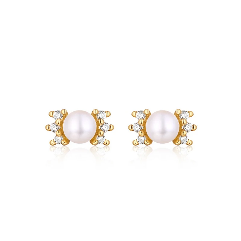 

JXXGS 14K Gold Fresh Water Pearl Earrings Cute Crab Stud Earrings For Girls