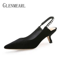 Women Pumps Black Shoes High Heels Rhinestone Pointed Toe Woman Wedding Shoes Slip On Thin Heels Spring Shoes Party Plus Size DE blue grey black crystal pumps bride shoes chaussure femme rhinestone party wedding shoes woman pointed toe high heels pumps