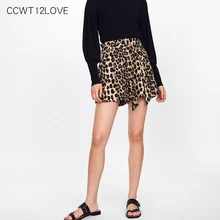 Модные леопардовые трусы женские летние резинка на талии Короткие брюки с принтом свободные с высокой талией короткие с поясом