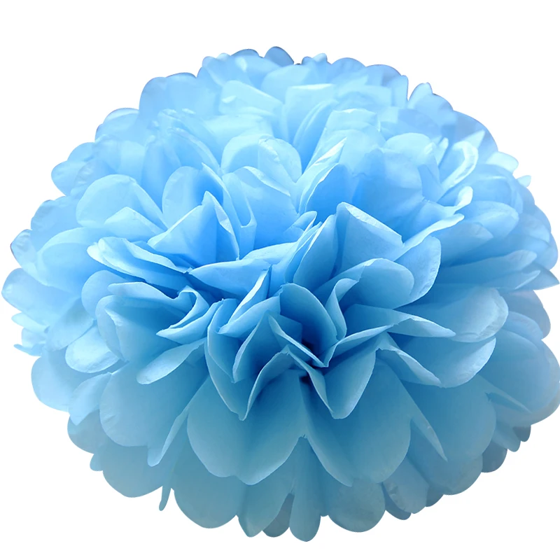 Праздничные принадлежности 1"(25 см) пушистые тканевые бумажные помпоны Висячие шары из цветов розы гирлянды свадебные Детские вечерние украшения - Цвет: light blue