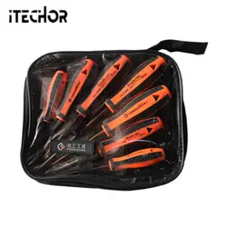 ITECHOR 7 шт. отвертка Набор инструментов Multi-function ремонт обслуживание ручной набор инструментов-оранжевая ручка + черный