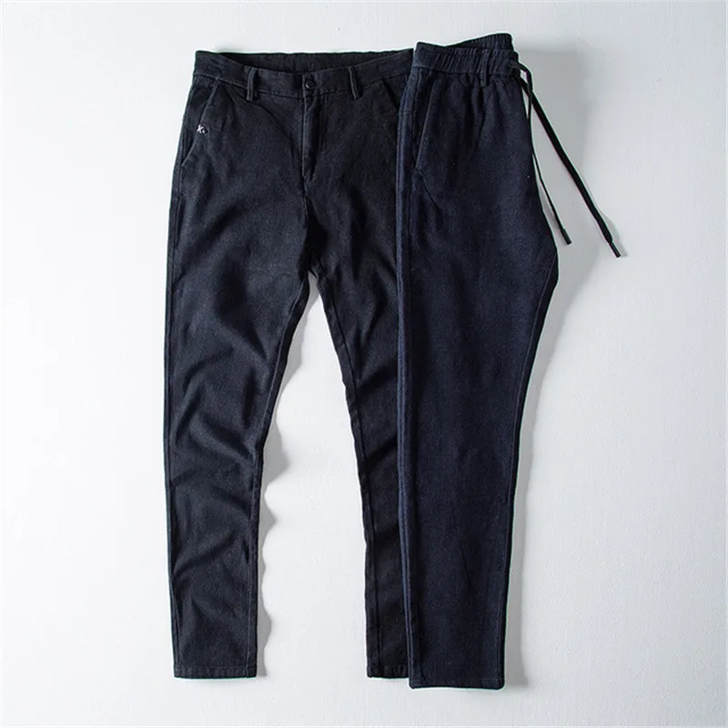 Зимние Утепленные хлопковые мужские брюки SHIFUREN длинные двухслойные на молнии с