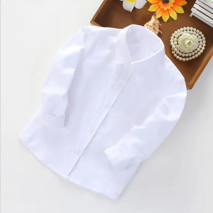 

Baby Toddler Formal Party Clothes School Boys Shirts White Long Sleeve Turn-down Collar Kids School Shirt For Boys Children Tops