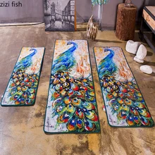 Картина маслом с изображением павлина художественный Ковер двери Коврики для спальни прикроватное одеяло гостиная ковер кухня коврик фойе противоскользящее одеяло