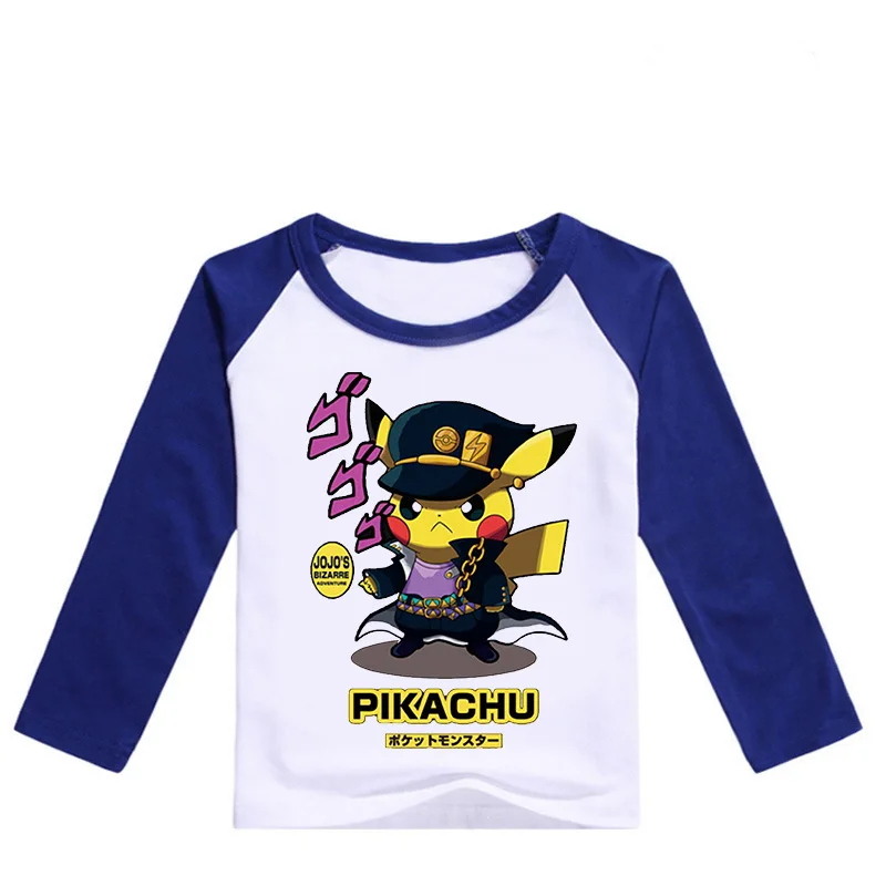 Весенняя футболка с длинным рукавом и принтом «Покемон го» для маленьких мальчиков и девочек хлопковая одежда футболки для малышей