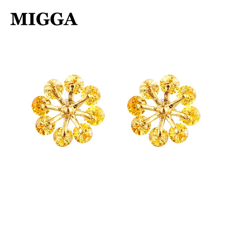 MIGGA нежный кубический камень цирконий кристалл круглые серьги гвоздики Золото/Серебро Цвет женские серьги-гвоздики для девочек ювелирные изделия