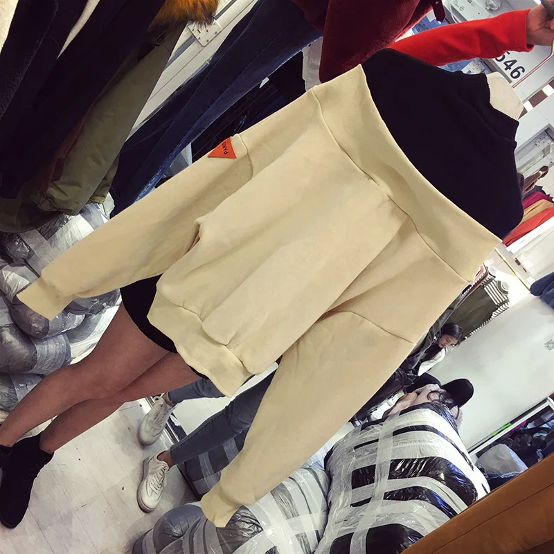 Толстовки женские шикарные с буквенным принтом плюс бархатные толстые поддельные из двух частей женская верхняя одежда Harajuku трикотажные студенческие элегантные водолазки