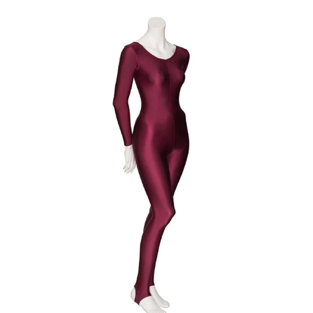 Speerise Women Shiny Long Sleeve Dance Unitard Stirrup Adults Spandex Gymnastics Black Full Body Dancewear Catsuits Girl -Zentai shop online