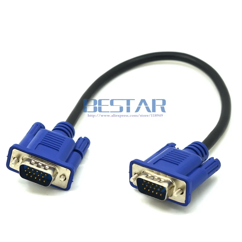 25cm/10" HD15Pin VGA D-Sub Short Video Cable Cord Male to Male M/M to Female and Female RGB Cable for Monitor