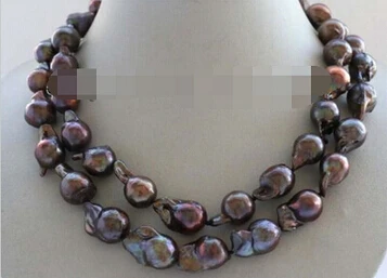 

Free shipping >>@ Double Genuine Natural coffee Baroque Reborn Keshi Pearl Necklace