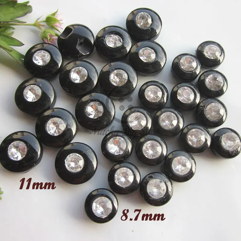 Diy supplies 144pcs mixed 11mm & 8.7mm black rhinestone diy animal eyes