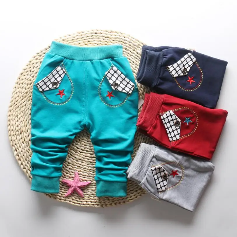 2018 Casual Star Plaid Pockets Infant Baby Boy Cotton Pants Spring Fall