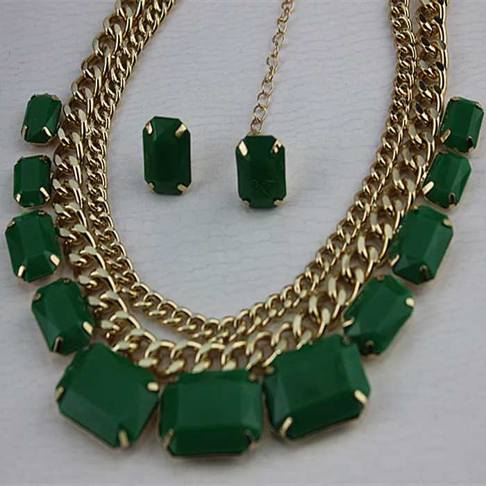 Green popular romantic girl gifts wholesale women jewelry jewelry gold-plated necklace! Free shipping!