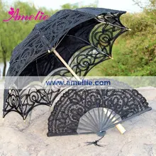 Бельгийская Зонтики Свадебные и шум вентилятора серийной Черный Кружевной Зонтик Свадебный комплект ювелирных изделий