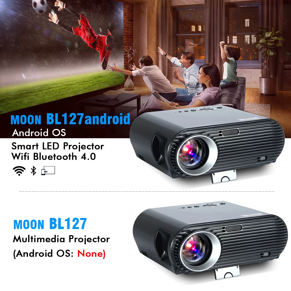 BYINTEK MOON BL127/GP90 Movie Cinema USB HDMI fulL hD LCD LED Video Projector For Gift Home Theater 1080P(Optional Android OS)