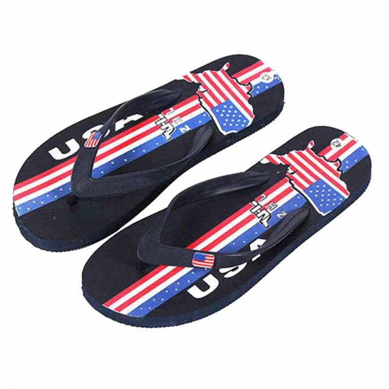 Летний флаг мужские тапочки пляжные сандалии мужские плоские с резиновой уличная Акваобувь - Цвет: A