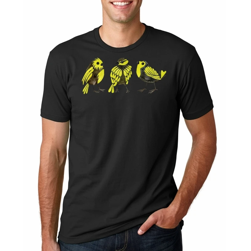 

T Shirt Men Funny tshirt Goldfinches & Asters Graphic men T-Shirt