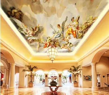 

3d wallpaper custom mural non-woven wall sticker Angel playing figure zenith ceiling mural painting photo 3d murals wallpaper